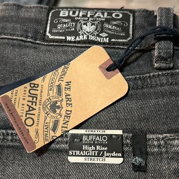 Nwt BUFFALO High Rise Straight Jayden Grey Jeans sz 27x32 - Picture 2 of 9